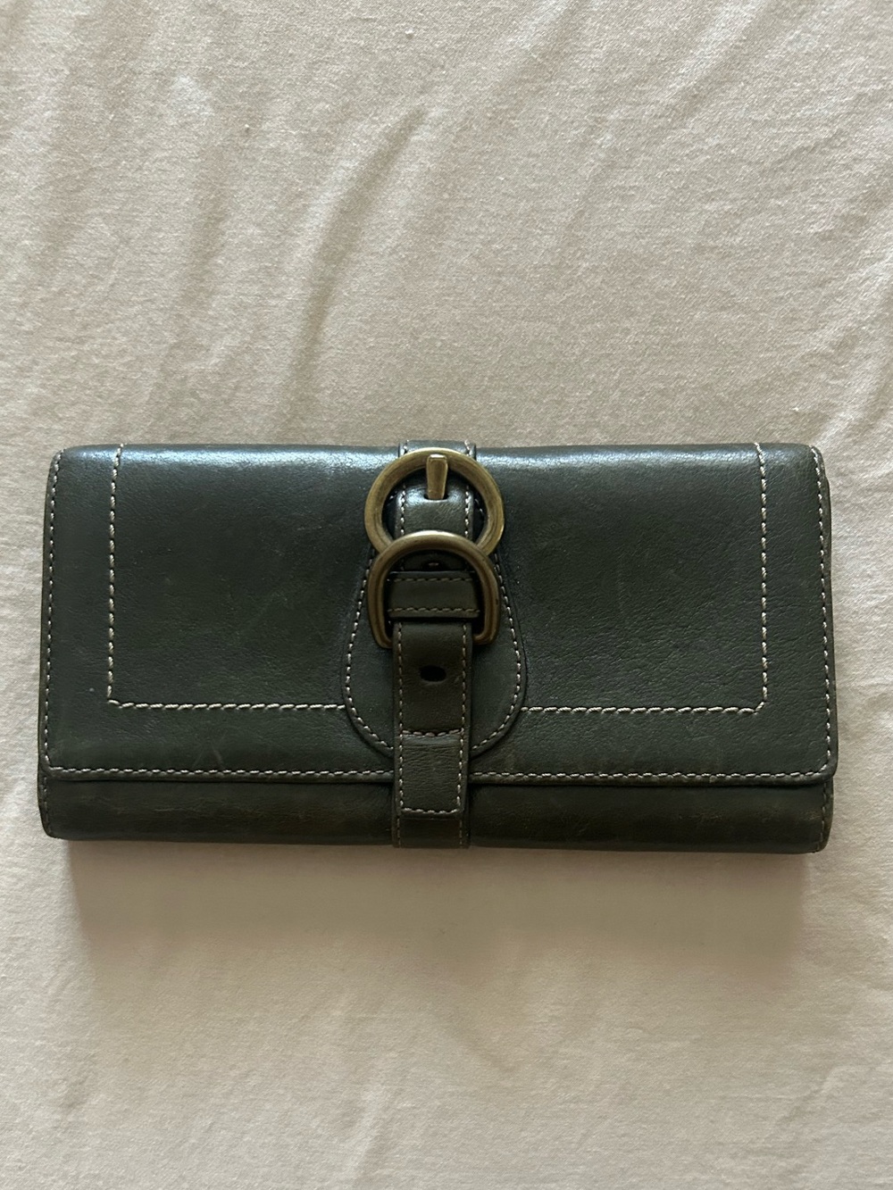 Coach Dark Green/Olive SoHo Leather Wallet with Buckle Accent